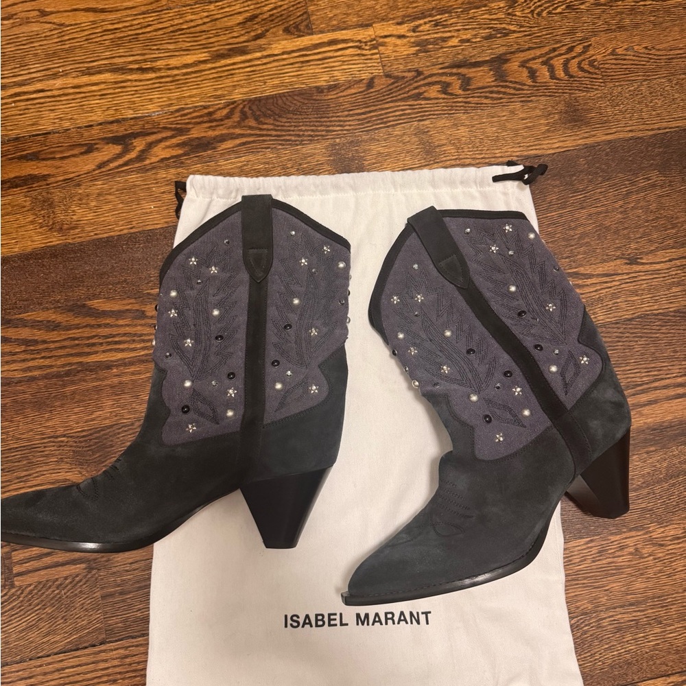 Isabel Marant Black and Gray Embellished Boots